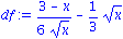 df := 1/6*(3-x)/x^(1/2)-1/3*x^(1/2)